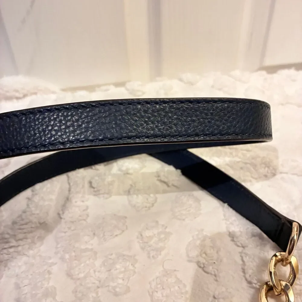 Michael Kors Navy Blue Pebbled Leather & Chain Replacement Handbag Strap